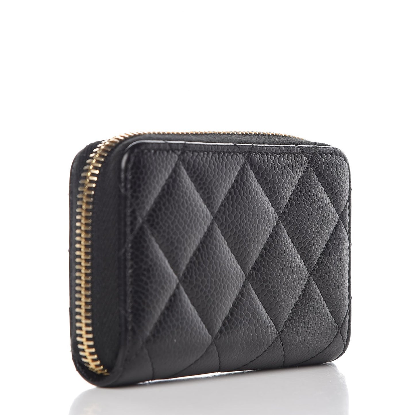Caviar Quilted Zip Coin Purse Black