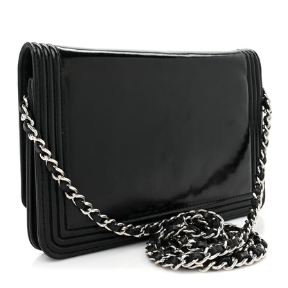 Chanel Glazed Calfskin Boy Wallet On Chain WOC Black 3 of 16
