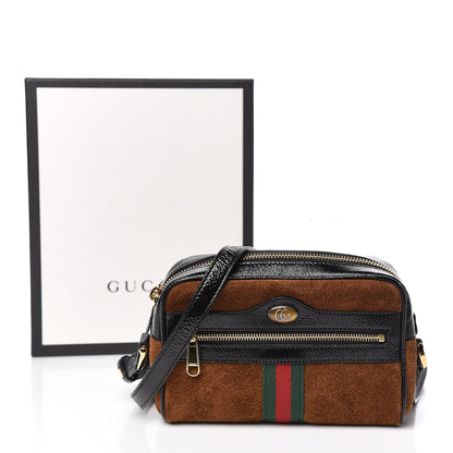 Gucci Suede Patent Web Mini Ophidia Shoulder Bag Nocciola Black 11 of 11