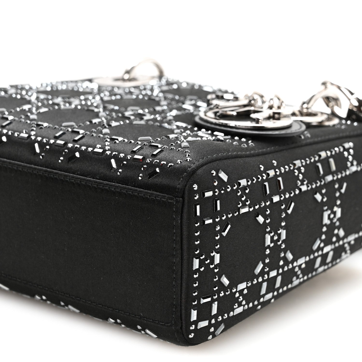 Christian Dior Satin Crystal Cannage Mini Lady Dior Black 10 of 11