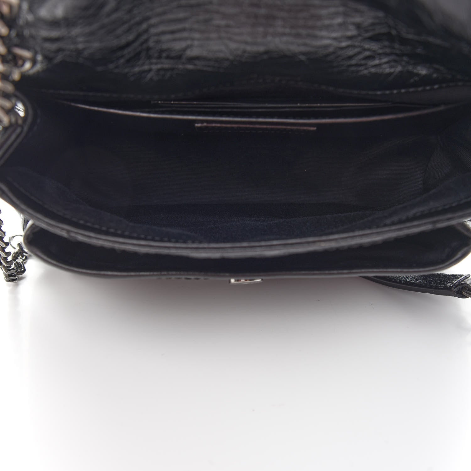 Saint Laurent Crinkled Calfskin Matelasse Monogram Baby Niki Chain Satchel Black 5 of 8