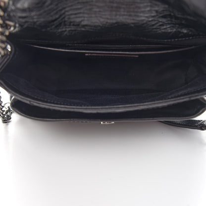 Saint Laurent Crinkled Calfskin Matelasse Monogram Baby Niki Chain Satchel Black 5 of 8