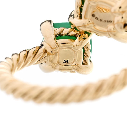 David Yurman 18K Yellow Gold Diamond Chrysoprase Chatelaine Bypass Ring 51 5.75 6 of 6