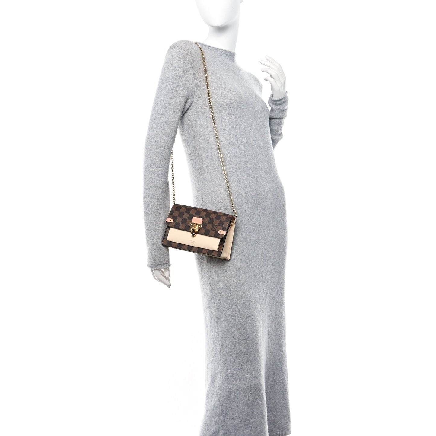 Damier Ebene Vavin Chain Wallet Creme