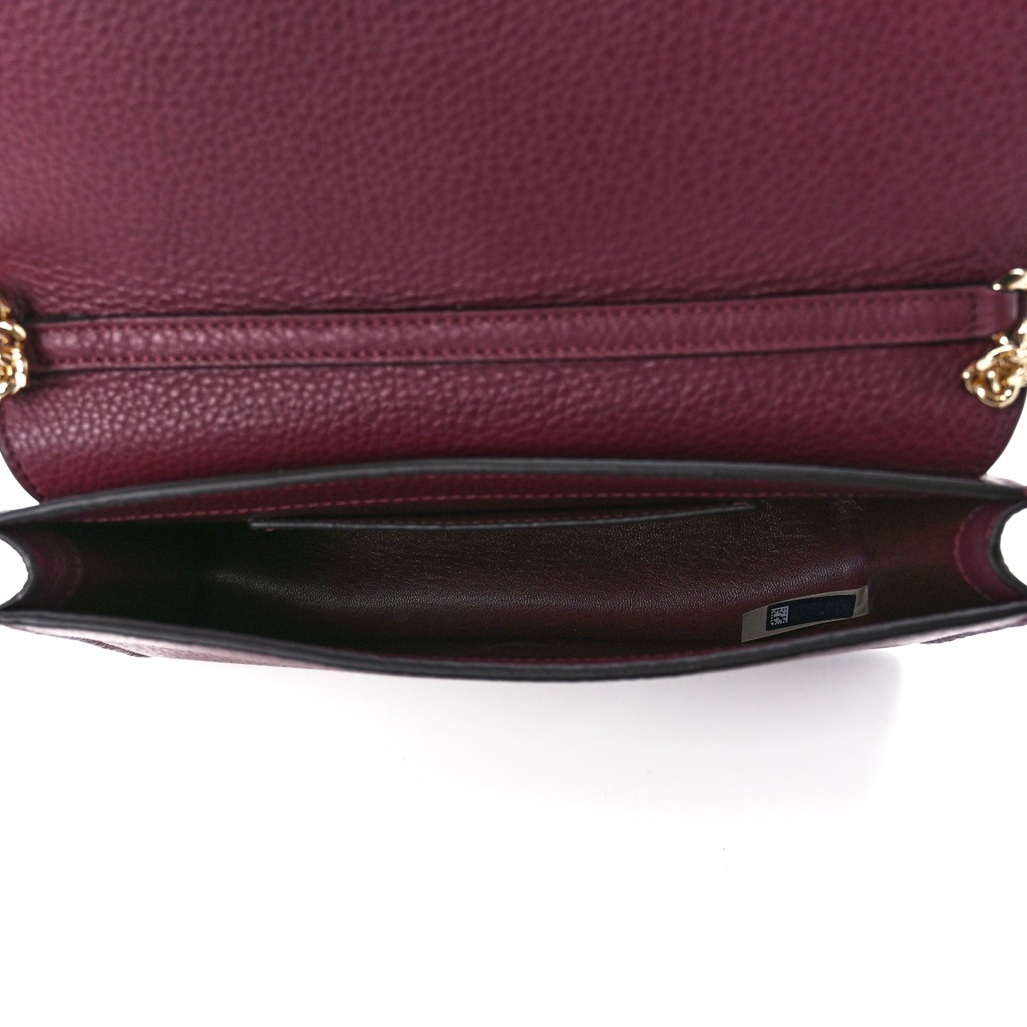 Grained Calfskin Alphabet Clutch Shoulder Bag Burgundy