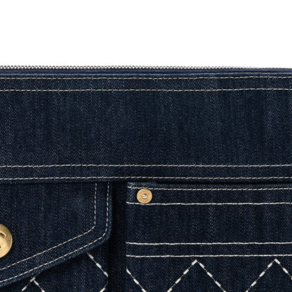 Chanel Denim Quilted Zipped Clutch Blue 9 of 12