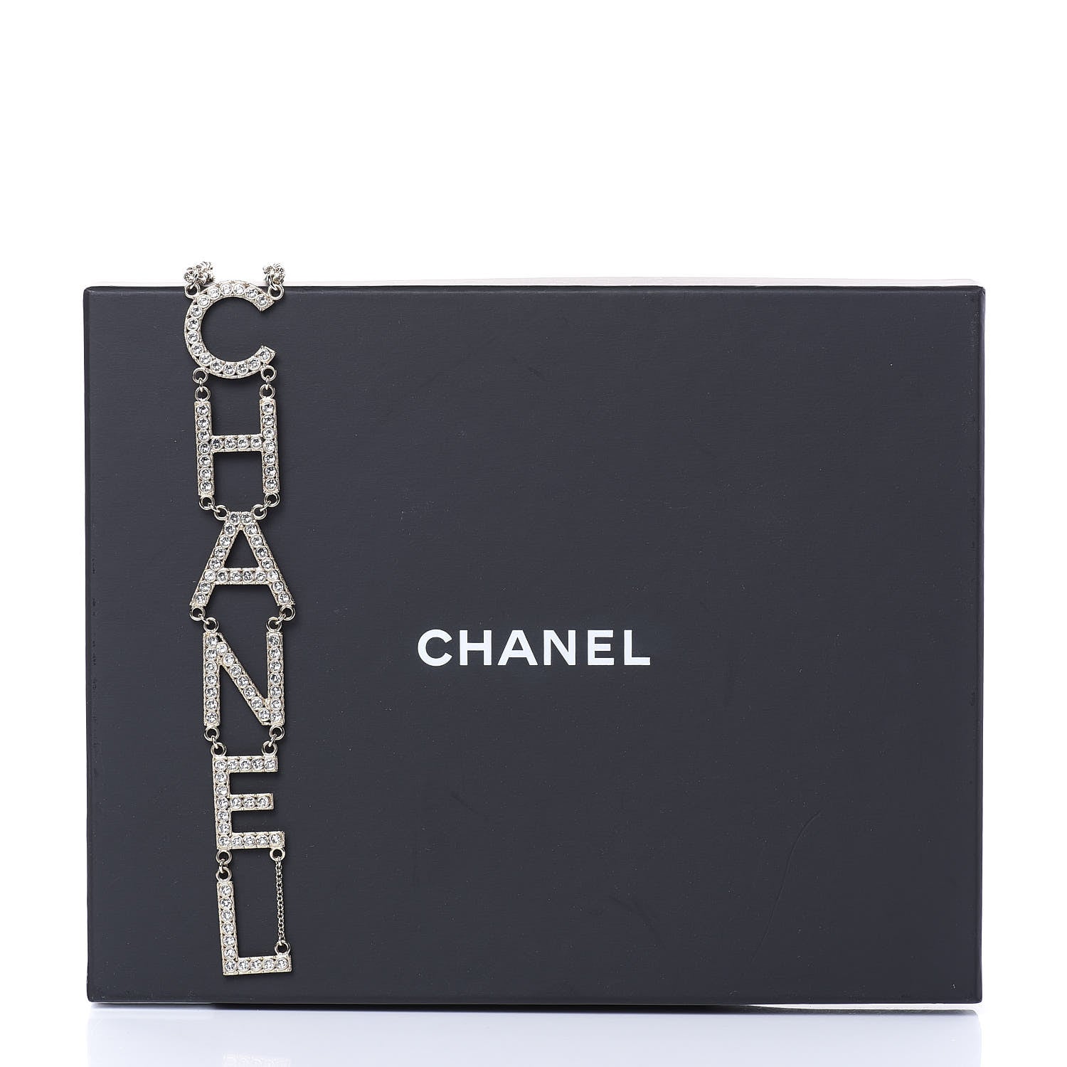 Chanel Metal Crystal Cha-Nel Logo Necklace Gold 5 of 5