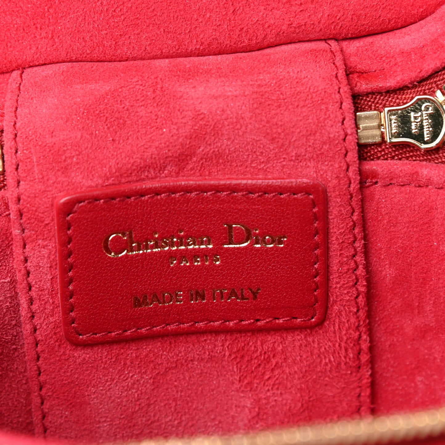 Lambskin Cannage Micro Vanity Case Poppy Red
