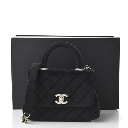 Chanel Velvet Crystal Quilted Extra Mini Coco Handle Flap Black 11 of 12