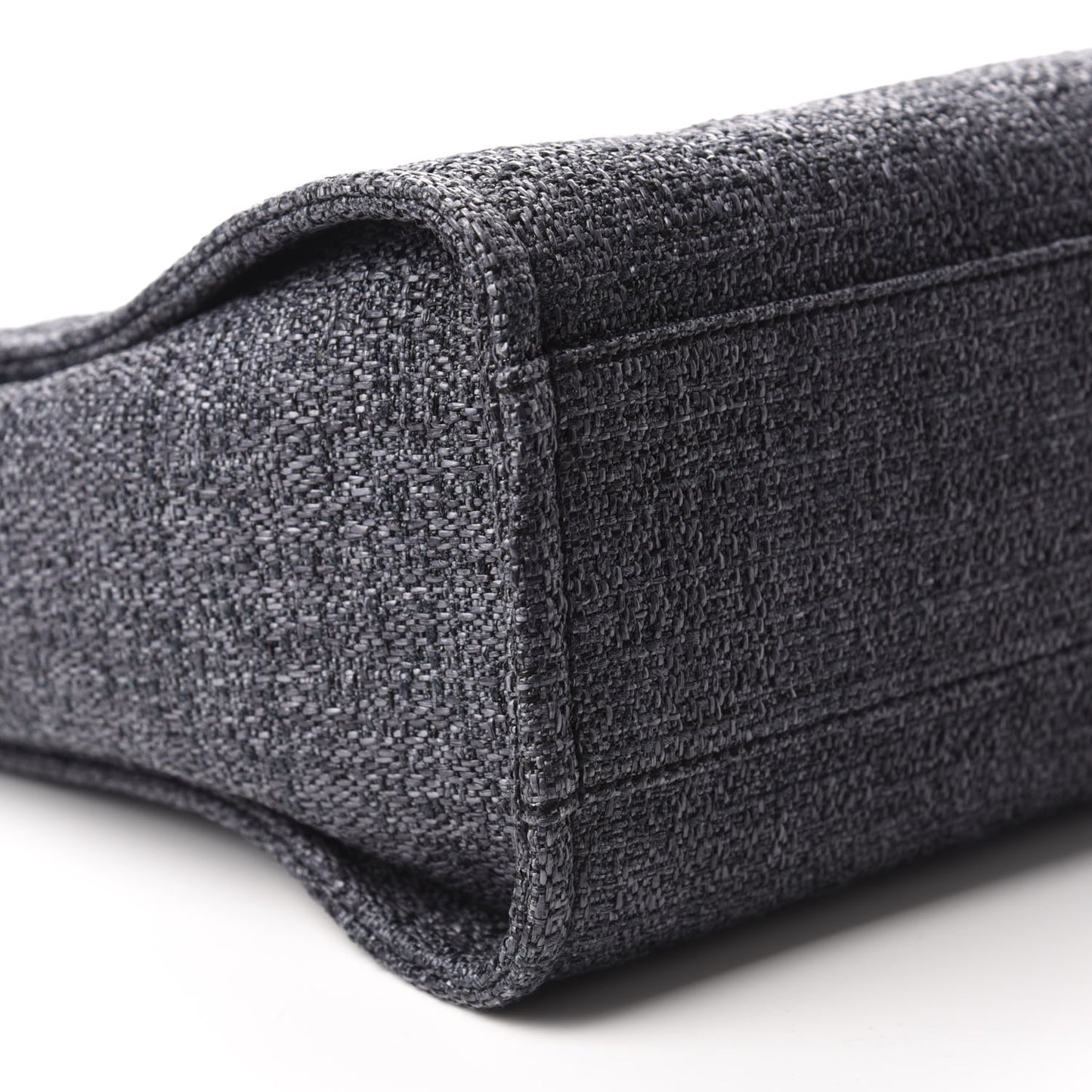 Woven Straw Raffia Small Deauville Tote Charcoal