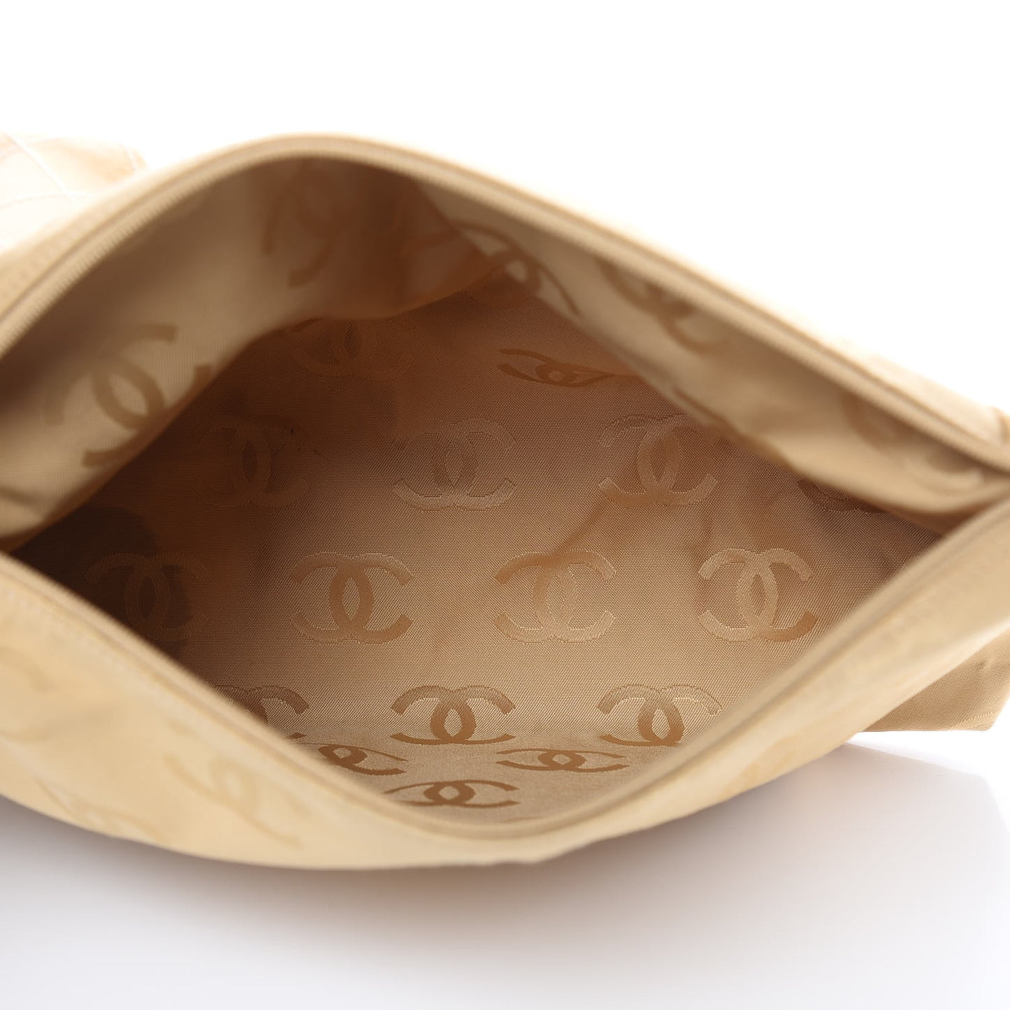 Calfskin Contrast Stitch Surpique Tote Beige