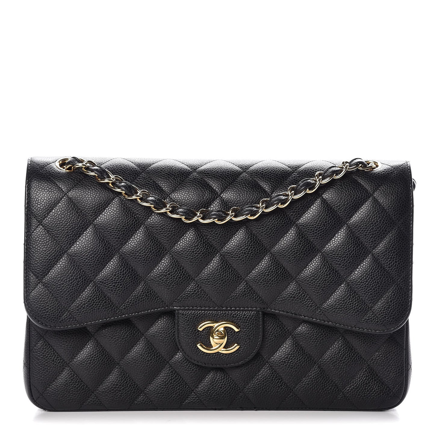 Caviar Quilted Jumbo Double Flap Black