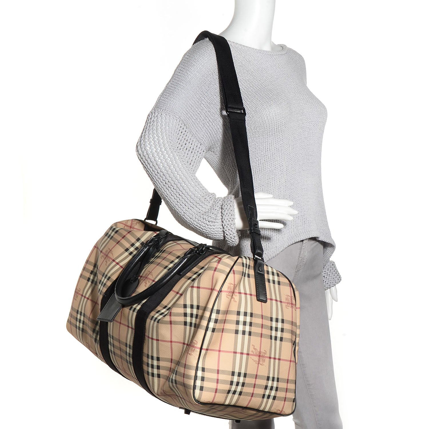 Burberry Haymarket Check Duffle Bag Dark Brown 2 of 7