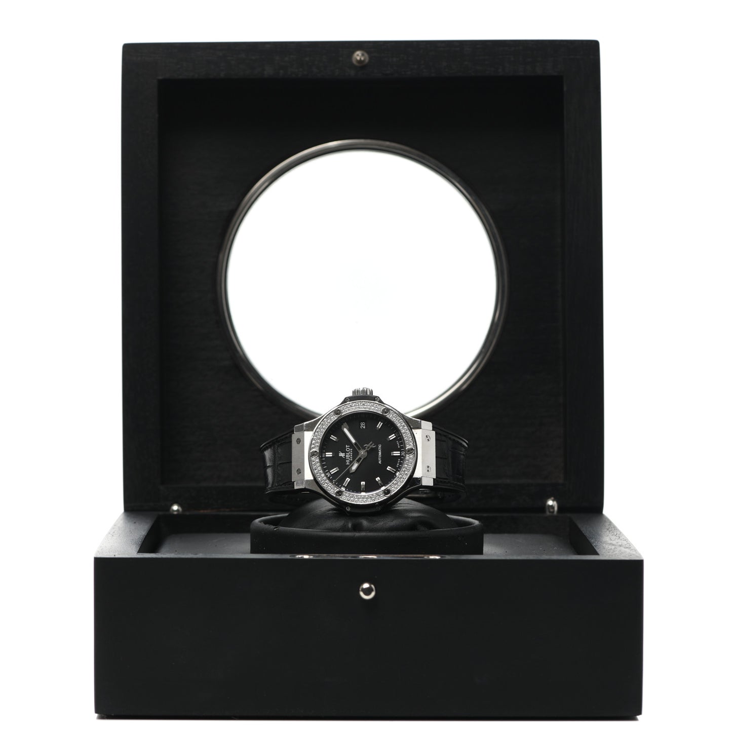 Stainless Steel Crocodile Diamond Pave Bezel 38mm Big Bang Automatic Watch Black 365.SX.1170.LR.1104