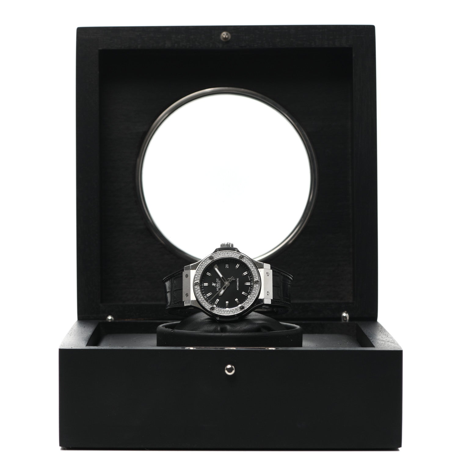 Hublot Stainless Steel Crocodile Diamond Pave Bezel 38mm Big Bang Automatic Watch Black 365.SX.1170.LR.1104 6 of 6