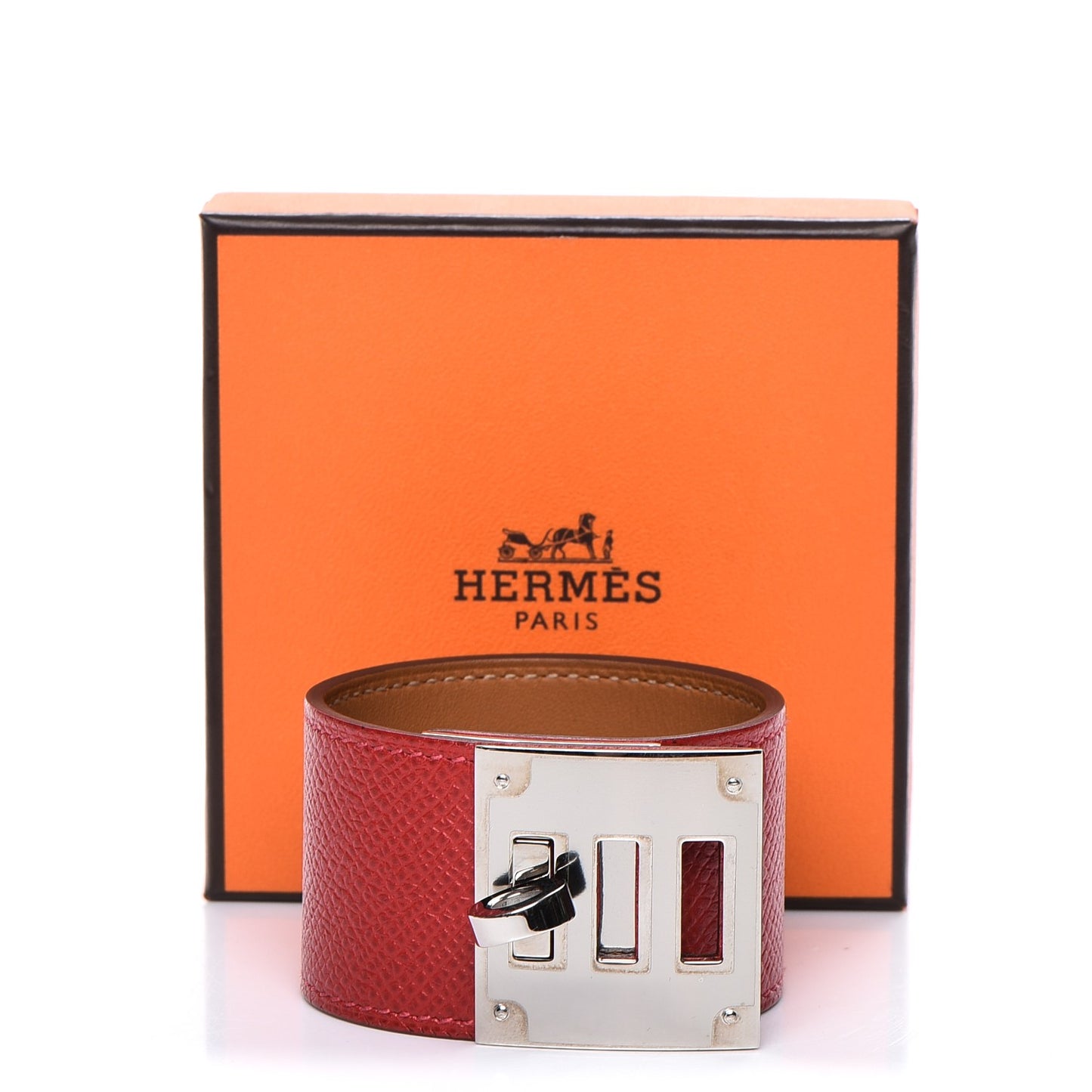 Epsom Kelly Dog Bracelet Rouge Casaque