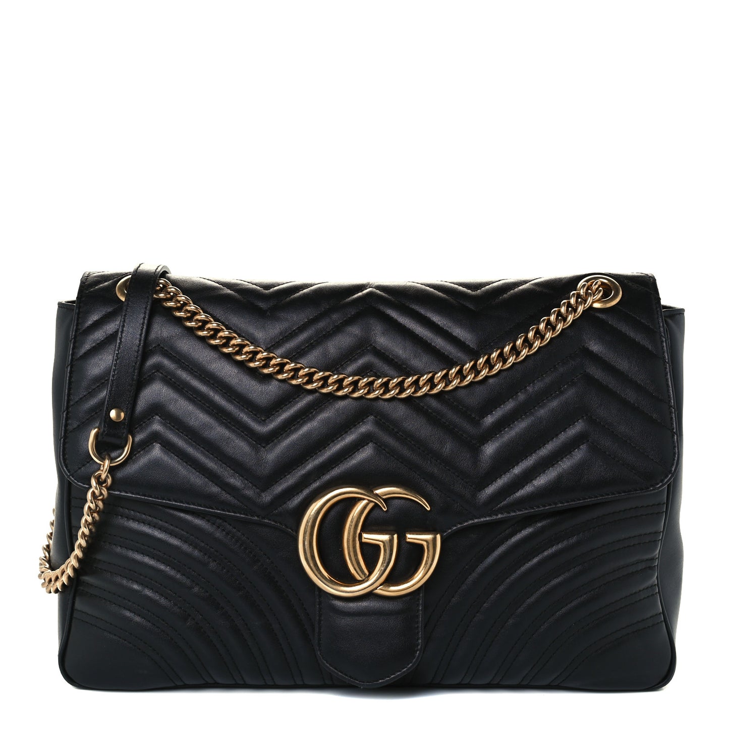 Calfskin Matelasse Large GG Marmont Shoulder Bag Black