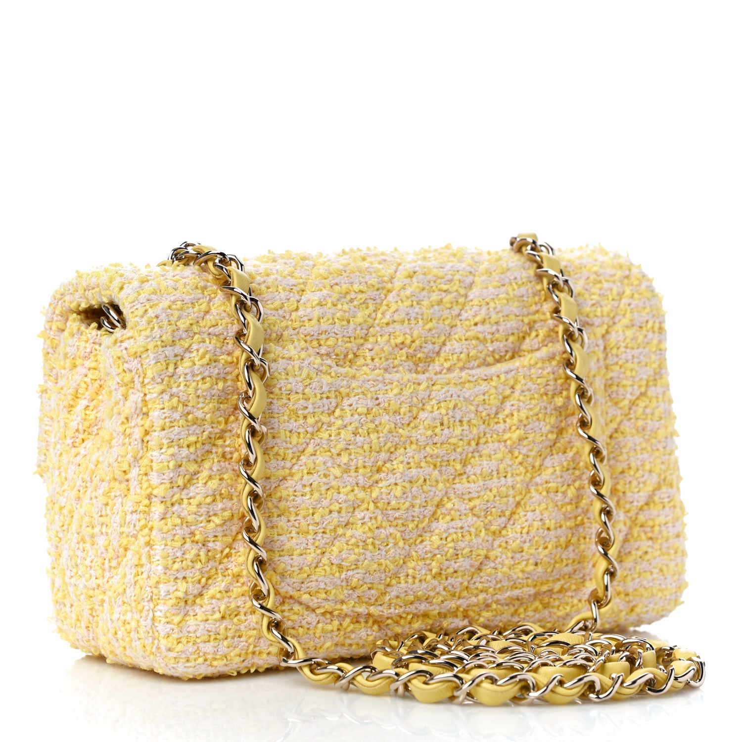Chanel Tweed Quilted Mini Rectangular Flap Yellow Pink 3 of 11