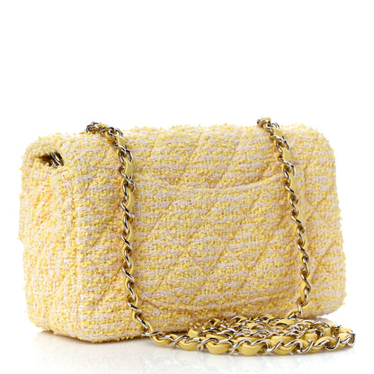 Chanel Tweed Quilted Mini Rectangular Flap Yellow Pink 3 of 11