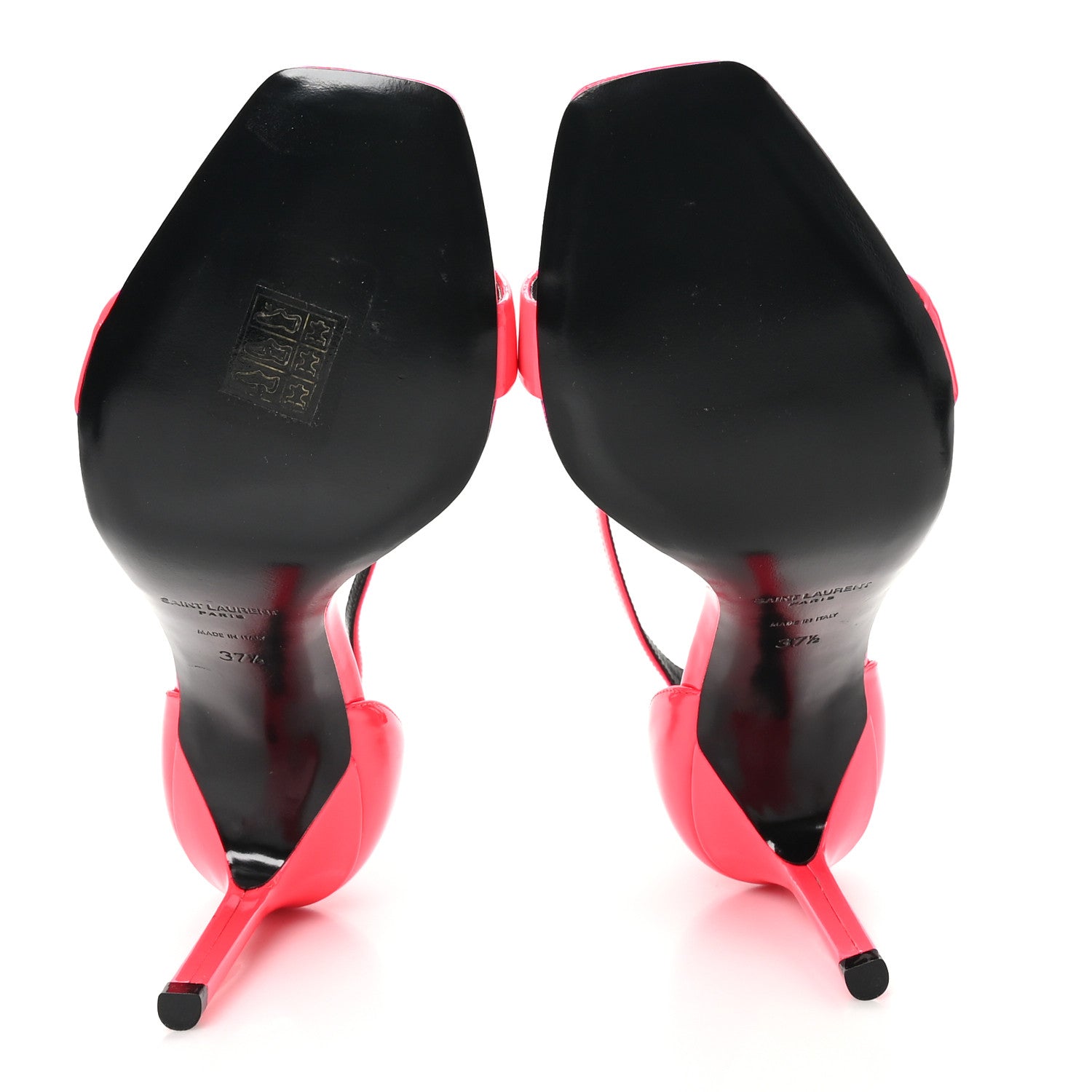 Saint Laurent Patent Calfskin Amber 105 Ankle Strap Sandals 37.5 Fuchsia Fluo 13 of 18