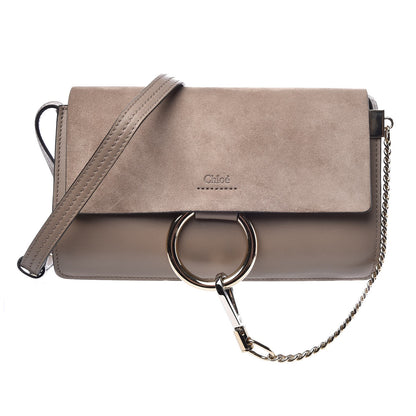 Chloe Suede Calfskin Small Faye Shoulder Bag Motty Grey 1 of 8