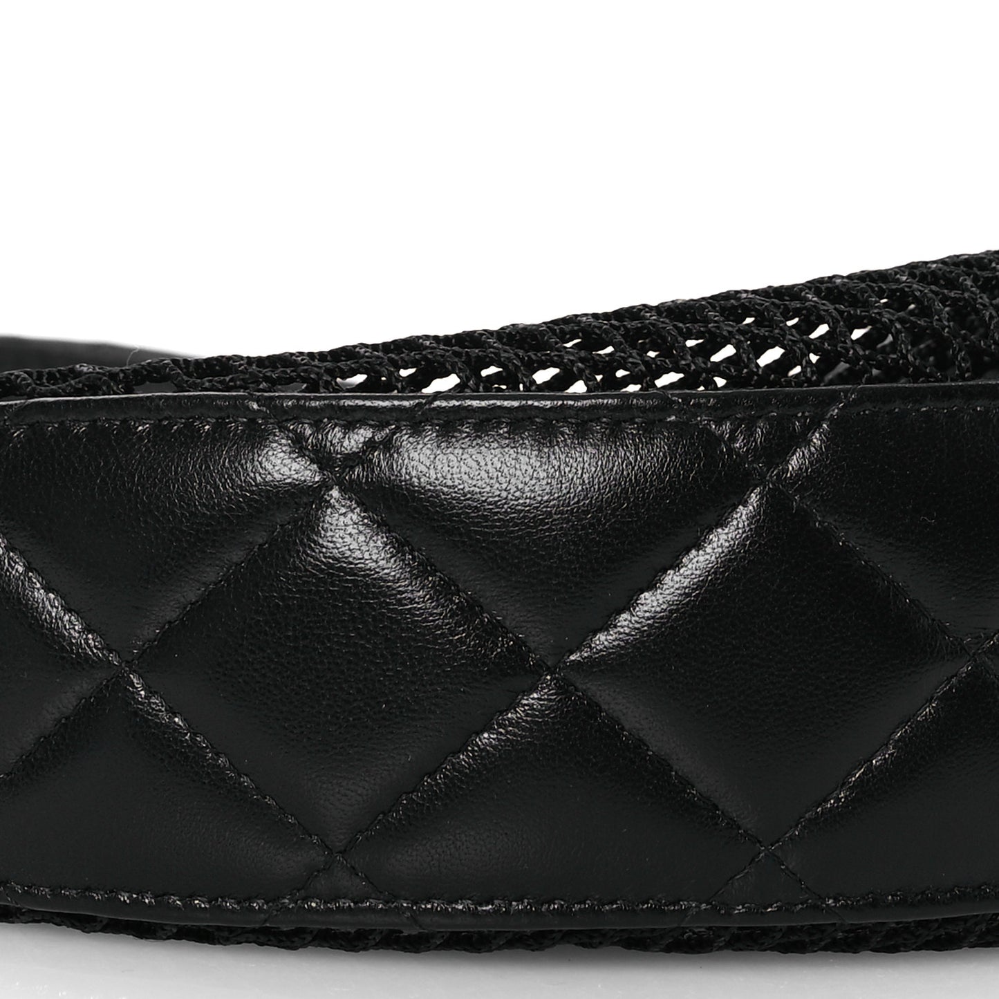 Mesh Shiny Lambskin Chain Hobo Black