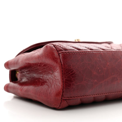 Chanel Glazed Calfskin Chevron Quilted Small Hampton Flap Burgundy 8 of 11