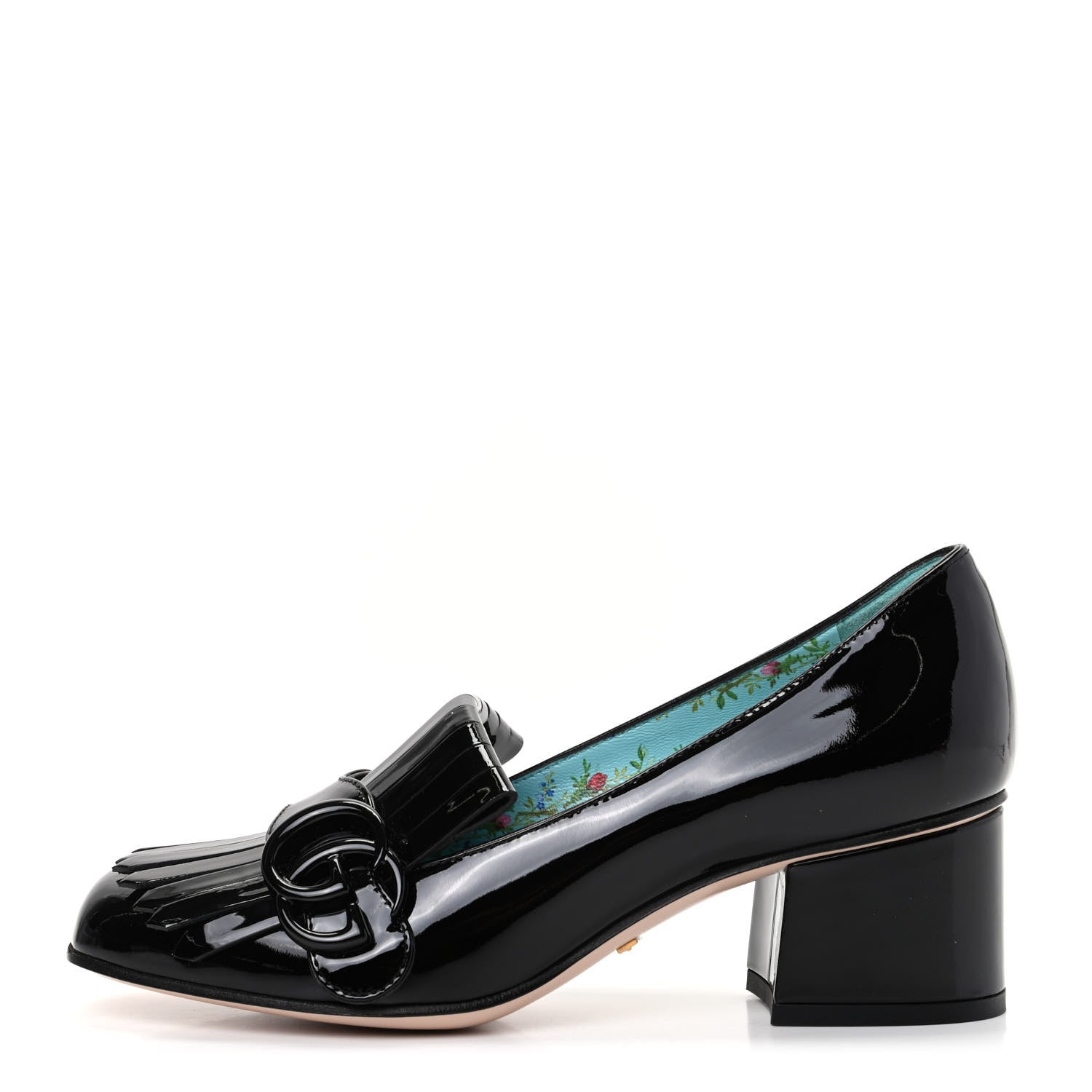 Gucci Vernice GG Marmont Fringe 50mm Loafer Pumps 35 Black 1 of 11