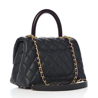 Chanel Caviar Lizard Embossed Quilted Mini Coco Handle Flap Black 3 of 12