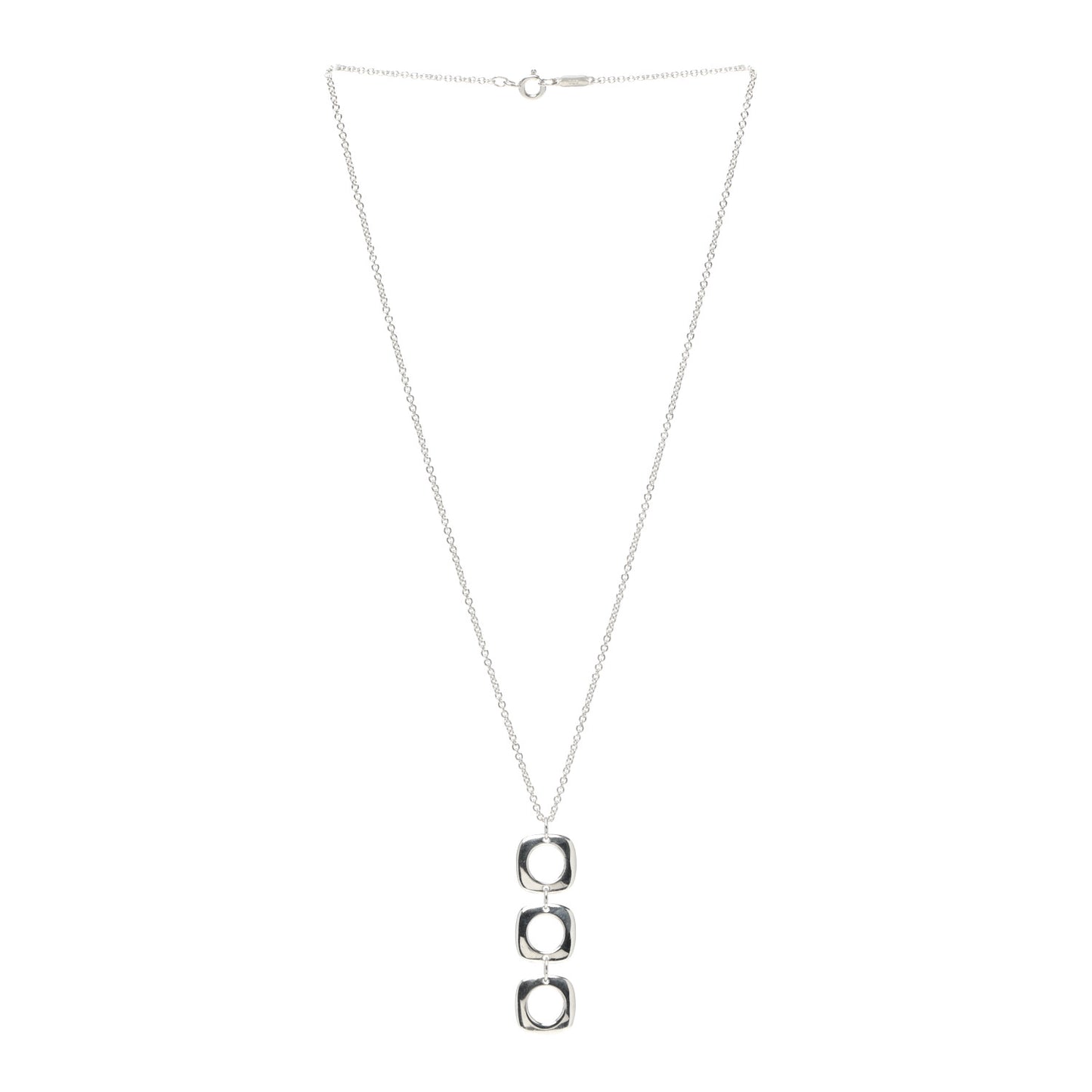 Sterling Silver Cushion Square Link Pendant Necklace