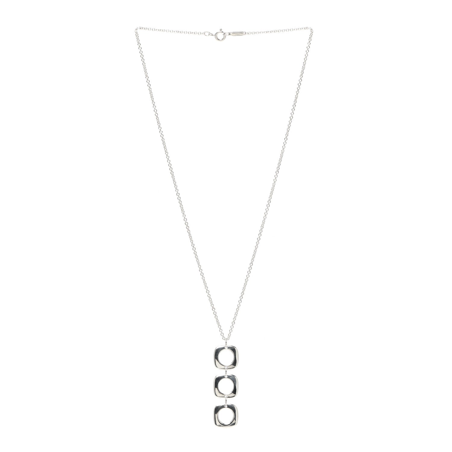 Tiffany Sterling Silver Cushion Square Link Pendant Necklace 3 of 5