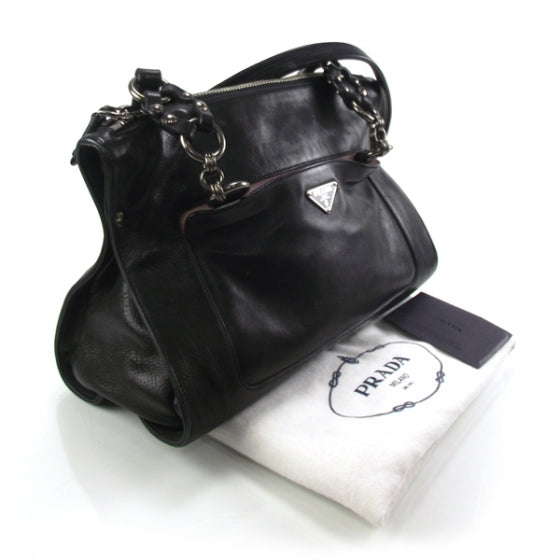 Prada Leather Chain Tote Black 4 of 10