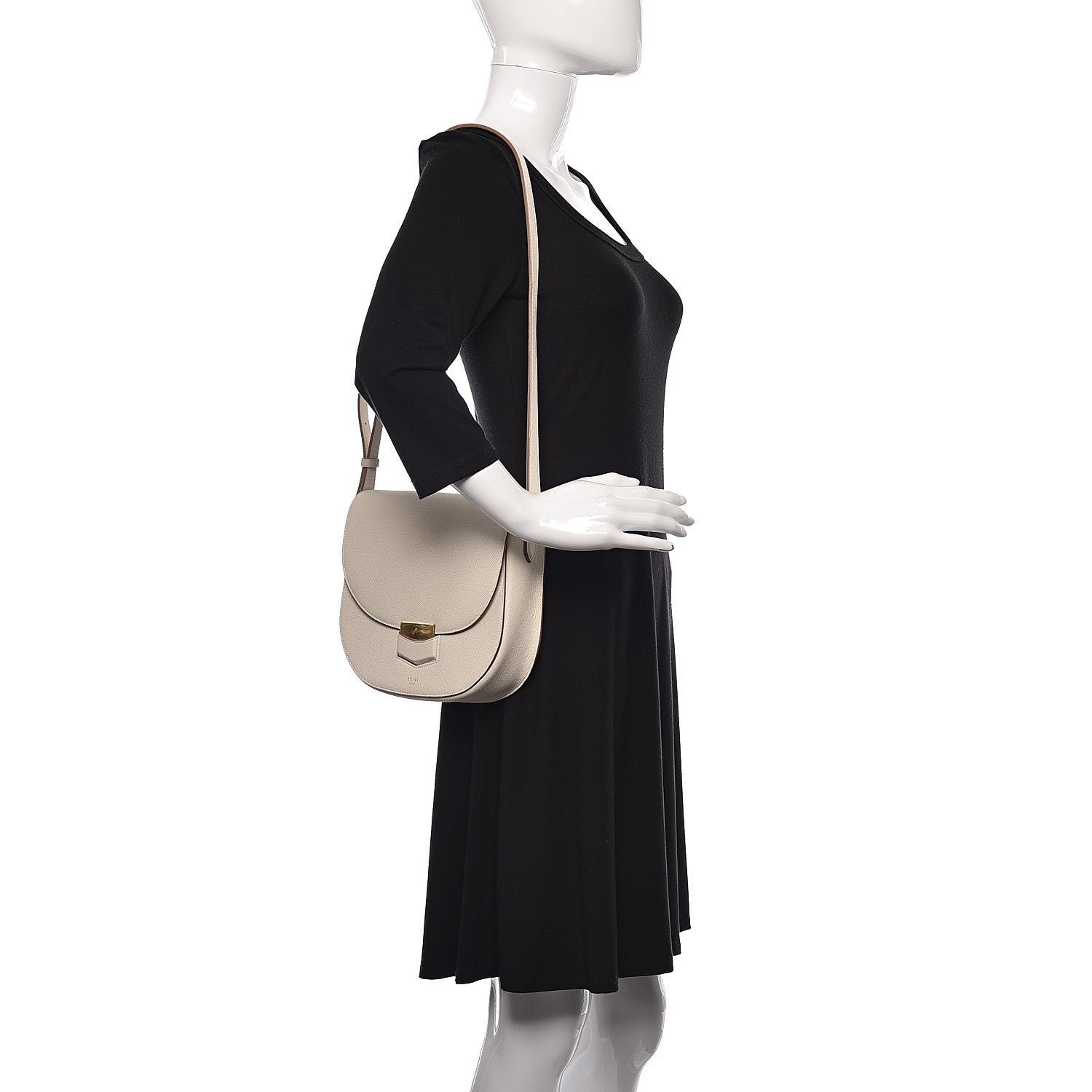 Celine Grained Calfskin Compact Trotteur White 2 of 11