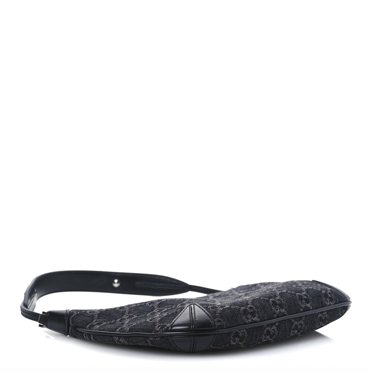 Gucci Jacquard Black Denim GG Monogram Horsebit Slim Small Shoulder Bag Black Grey 5 of 12