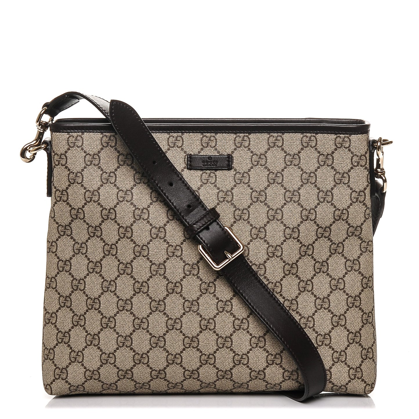 GG Plus Monogram Medium Flat Messenger Bag Dark Brown