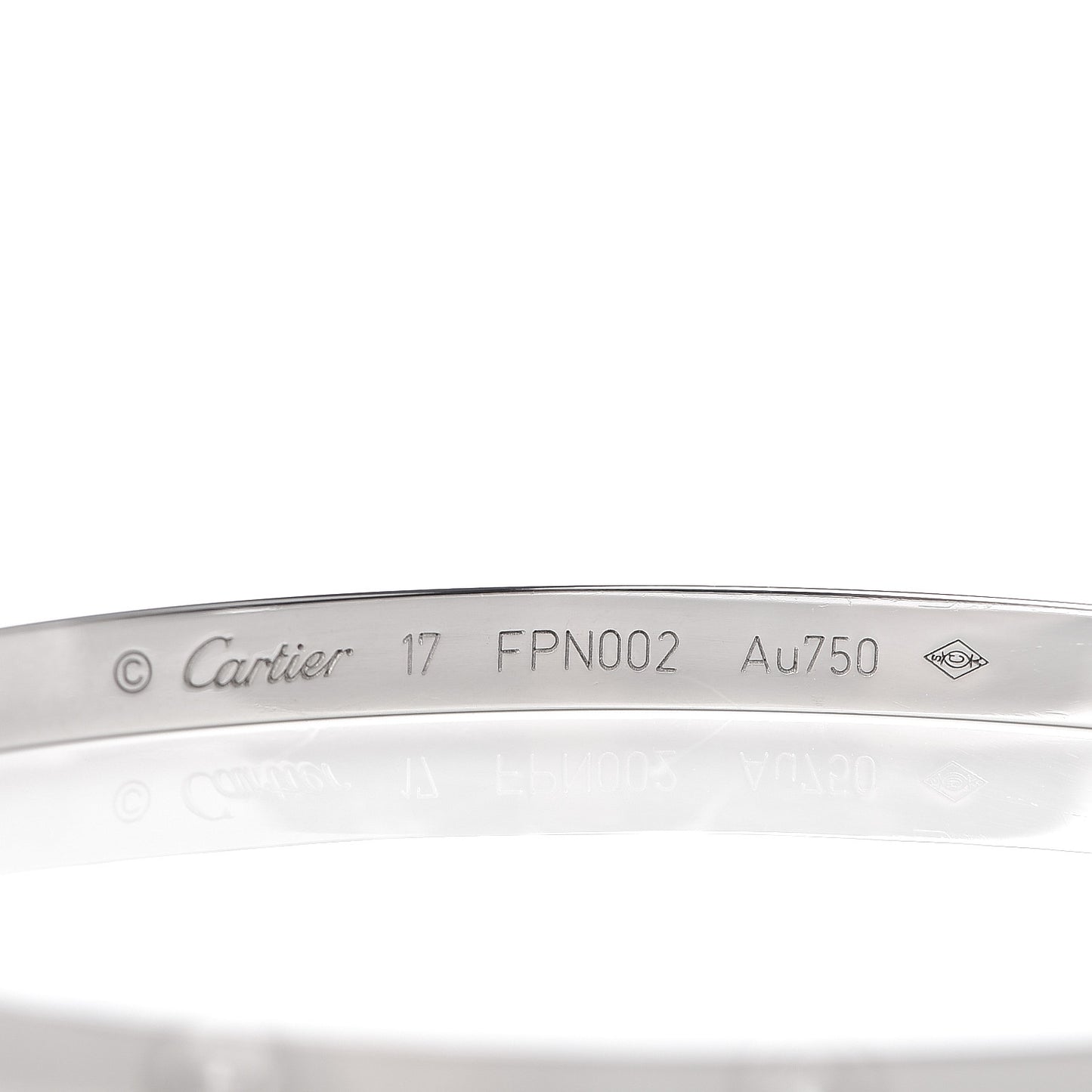 18K White Gold 10 Diamond Small LOVE Bracelet 17