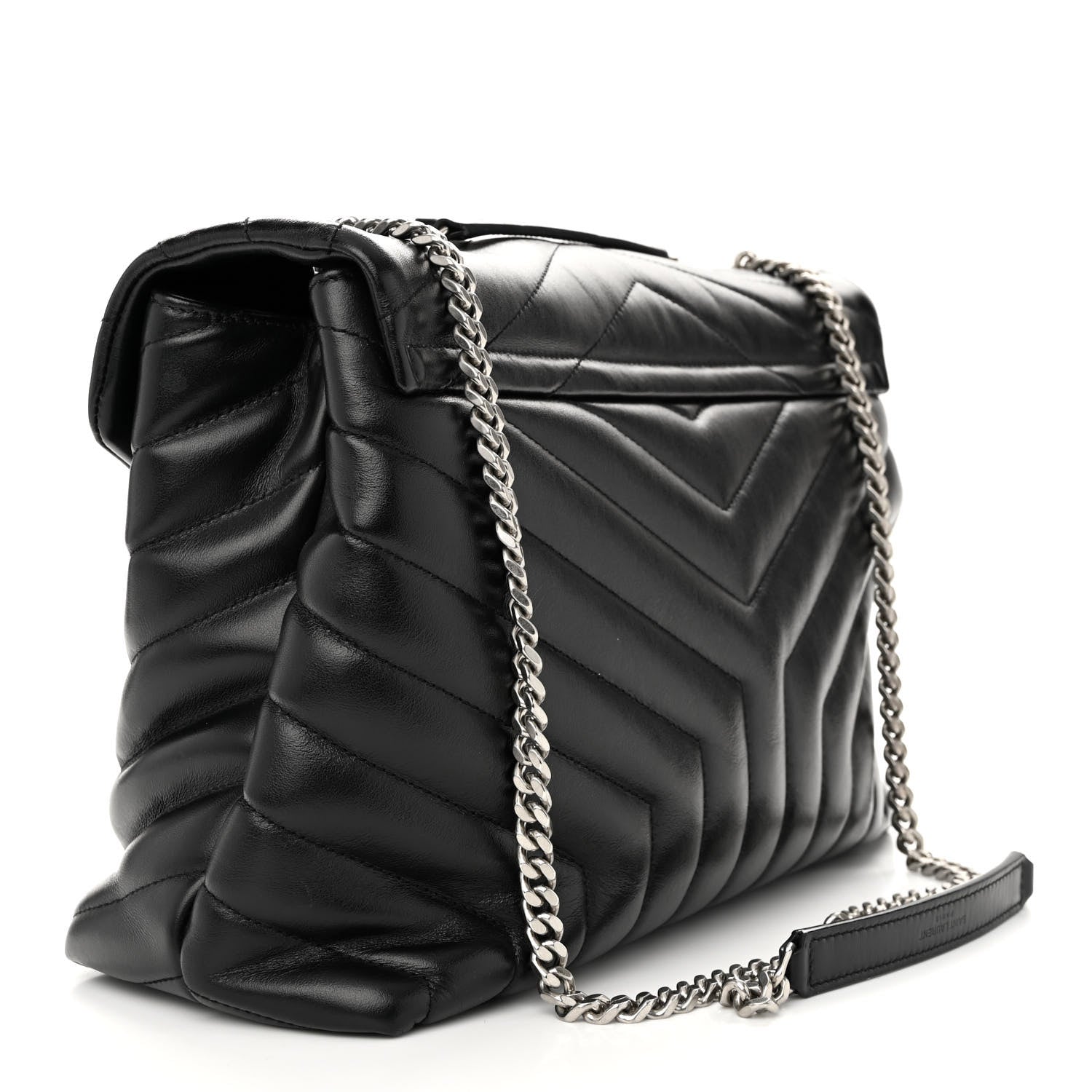 Saint Laurent Calfskin Y Quilted Monogram Medium Loulou Chain Satchel Black 3 of 12
