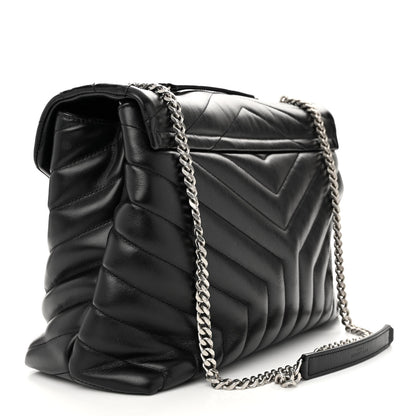 Saint Laurent Calfskin Y Quilted Monogram Medium Loulou Chain Satchel Black 3 of 12