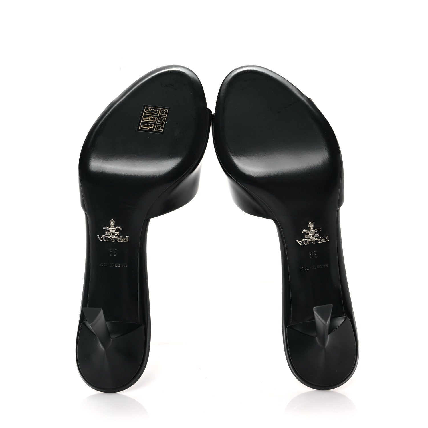 Prada Spazzolato Logo 75mm Slide Sandals 39 Black 5 of 8