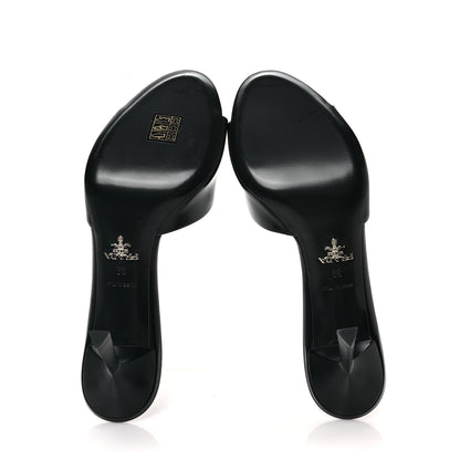 Prada Spazzolato Logo 75mm Slide Sandals 39 Black 5 of 8