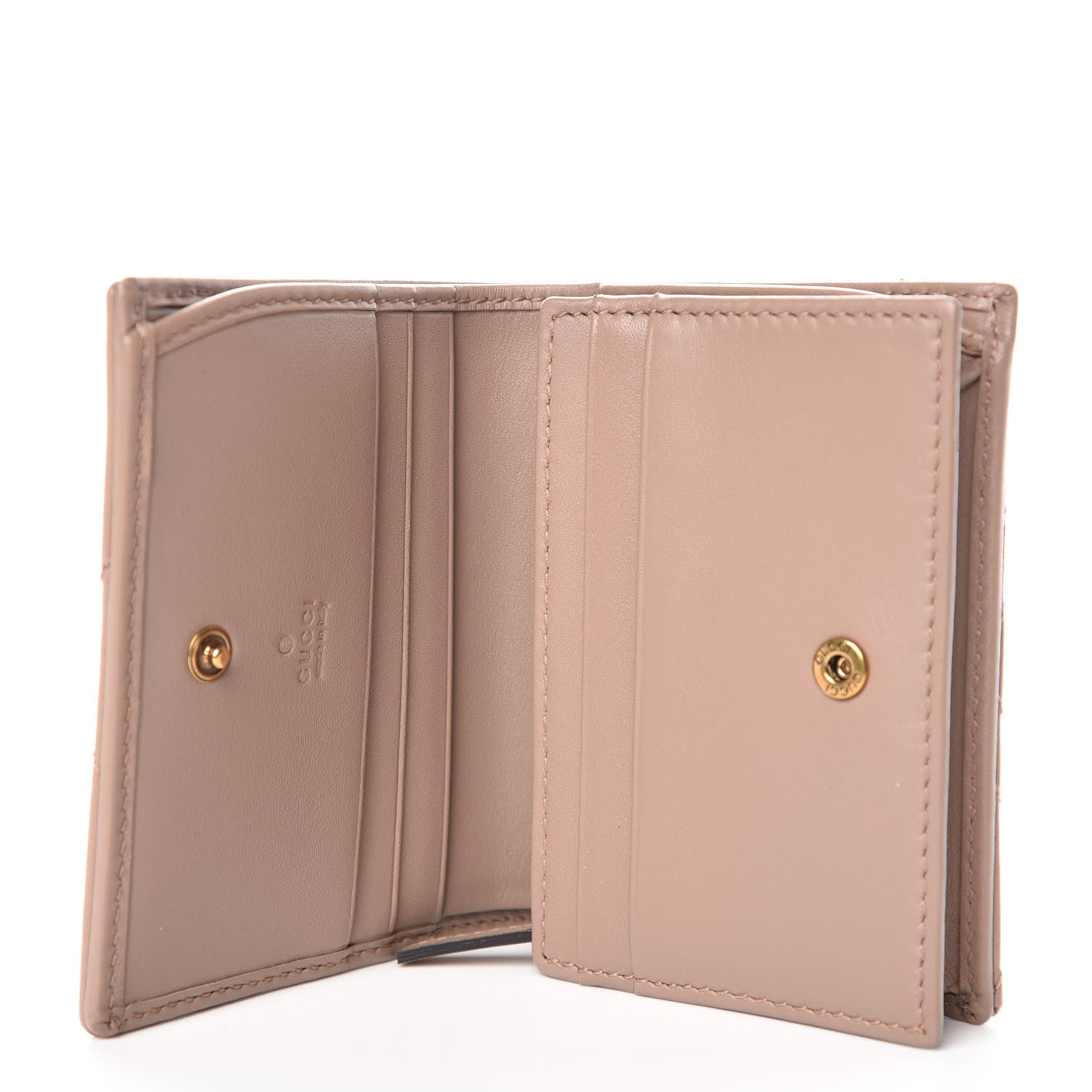 Gucci Calfskin Matelasse GG Marmont Card Case Wallet Porcelain Rose 5 of 8