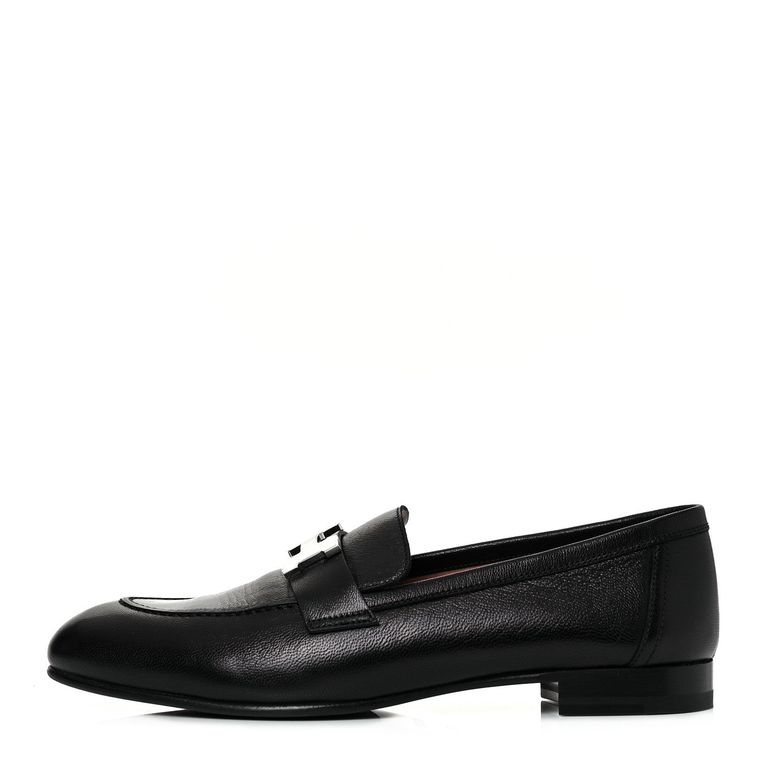 Hermes Goatskin Womens Paris Loafers 38 Black 1 of 9