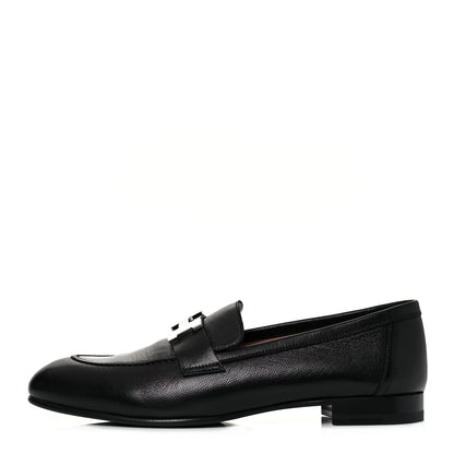 Hermes Goatskin Womens Paris Loafers 38 Black 1 of 9