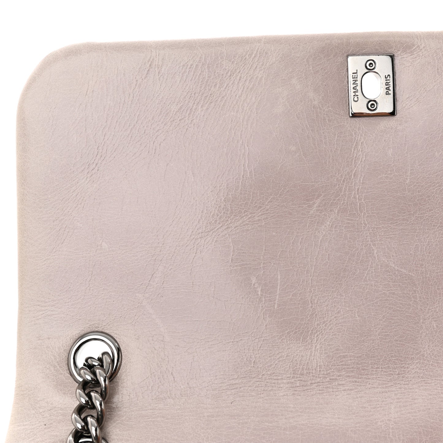 Glazed Calfskin Quilted Medium Lady Pearly Flap Light Beige