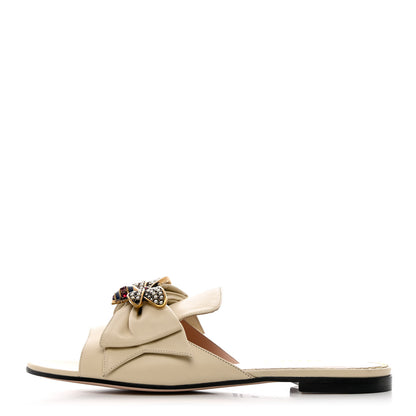 Gucci Nappa Queen Margaret Flat Slide Sandals 38 Vintage White 1 of 11