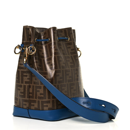 Fendi Glazed Fabric Vitello Grace F is Fendi FF 1974 Stamp Patch Grande Mon Tresor Bucket Bag Mogano Panna Iris 3 of 9