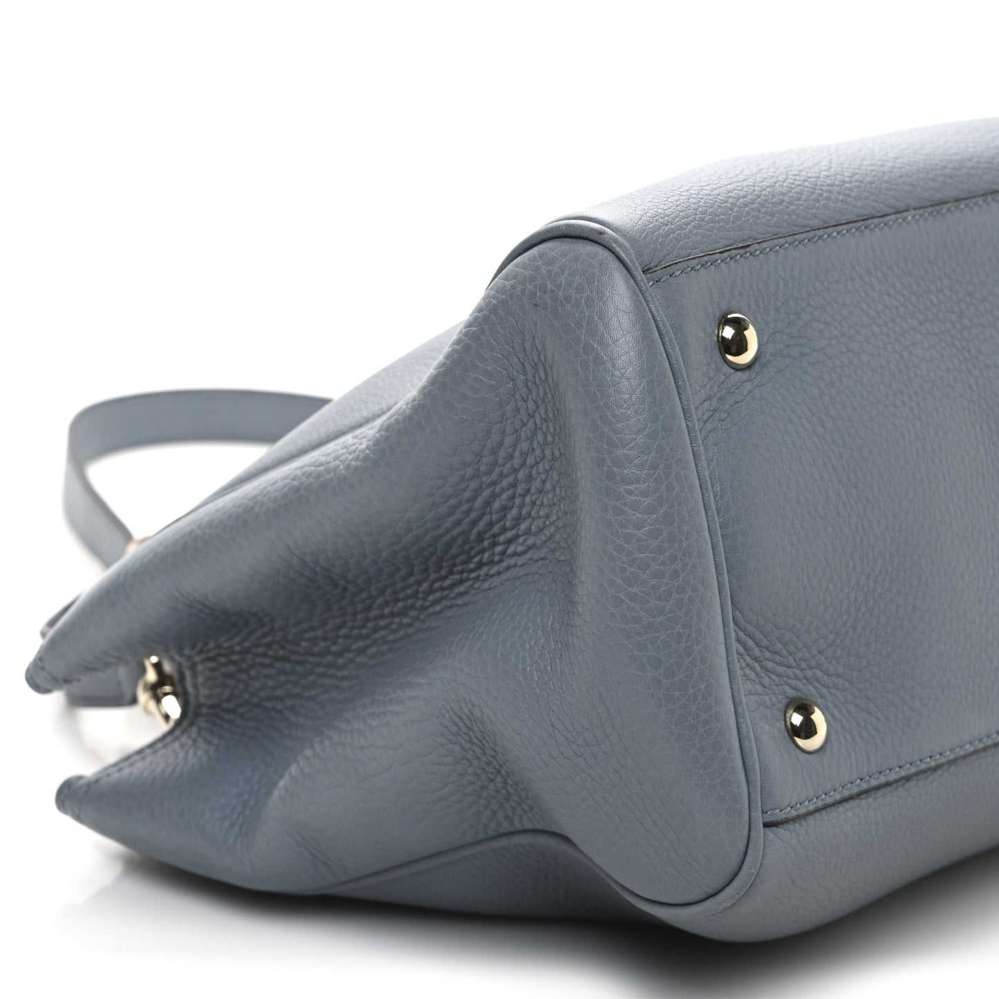 Pebbled Calfskin Medium Bamboo Shopper Tote Light Blue