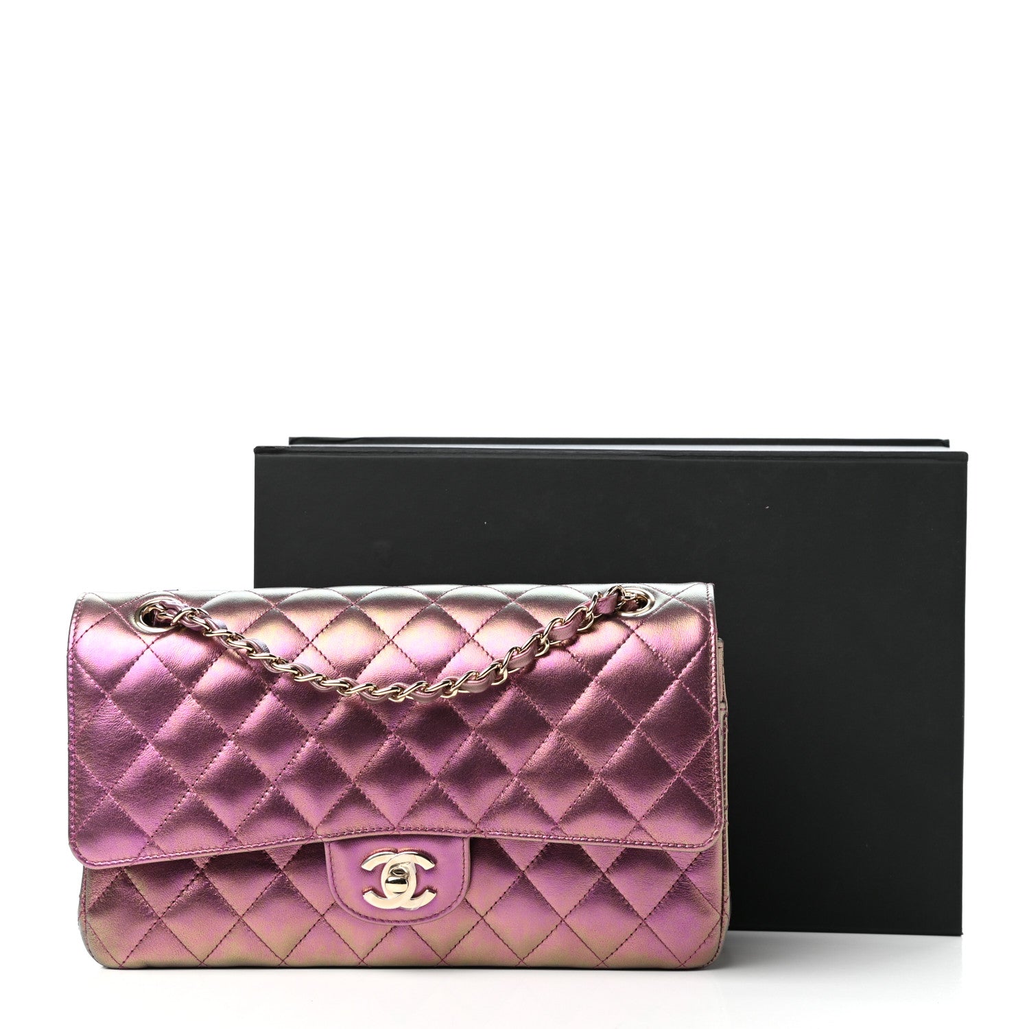 Chanel Iridescent Lambskin Quilted Medium Double Flap Purple 11 of 11