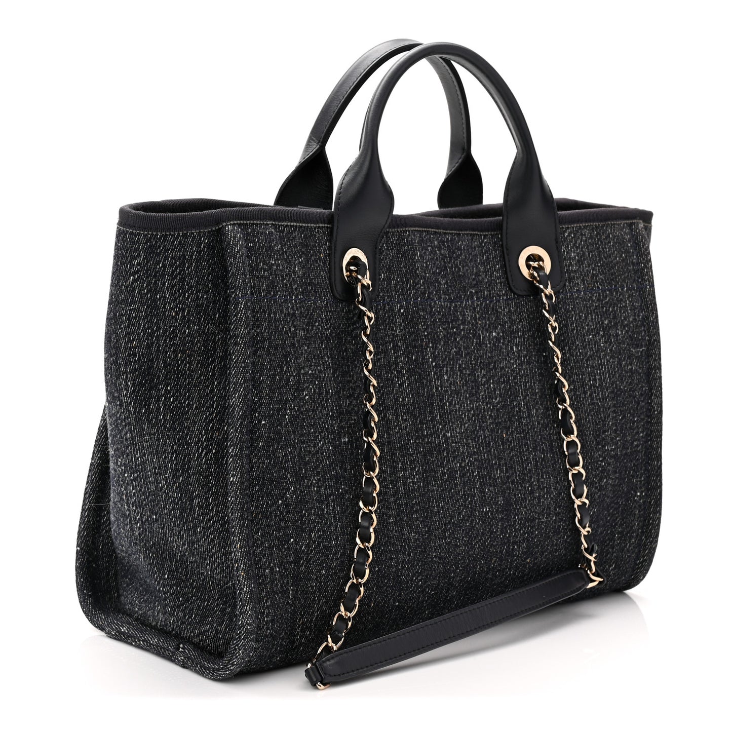 Denim Small Deauville Tote Dark Blue White