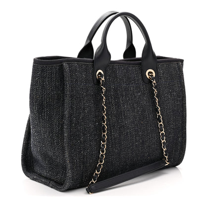 Chanel Denim Small Deauville Tote Dark Blue White 4 of 11